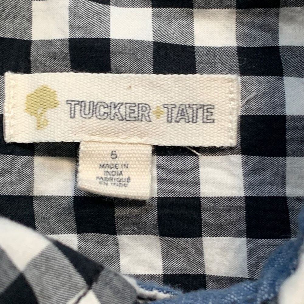 Tucker + Tate Shirt Black White Gingham Long Sleeve Collared Button Front 5 - Picture 6 of 8